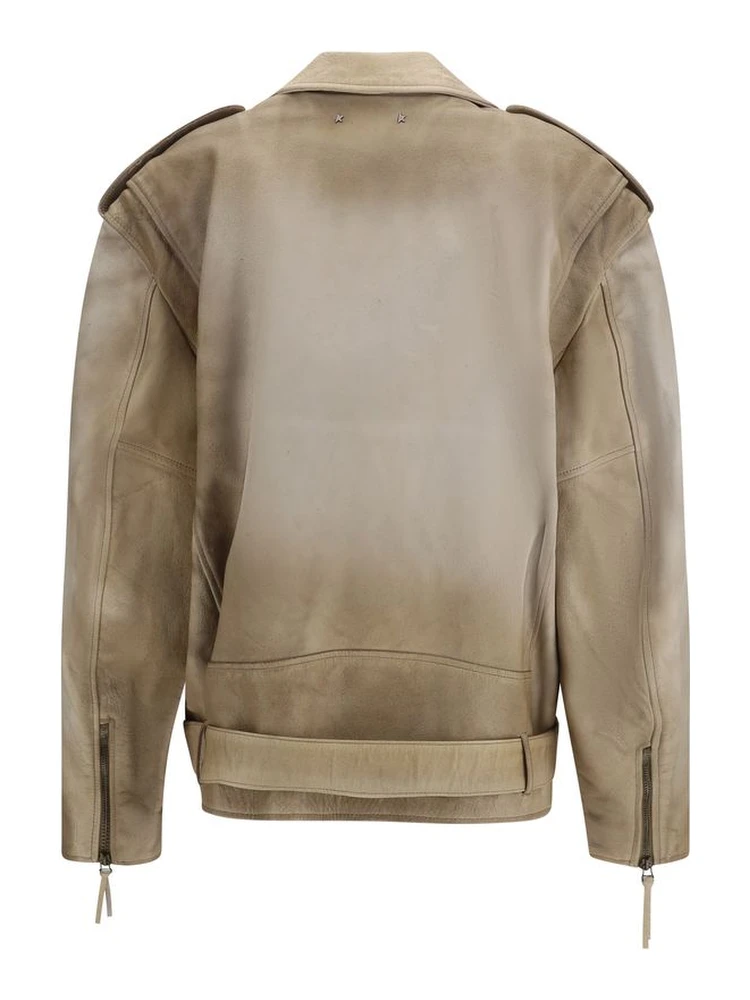 Beige Buffalo Leather Biker Jacket alternative