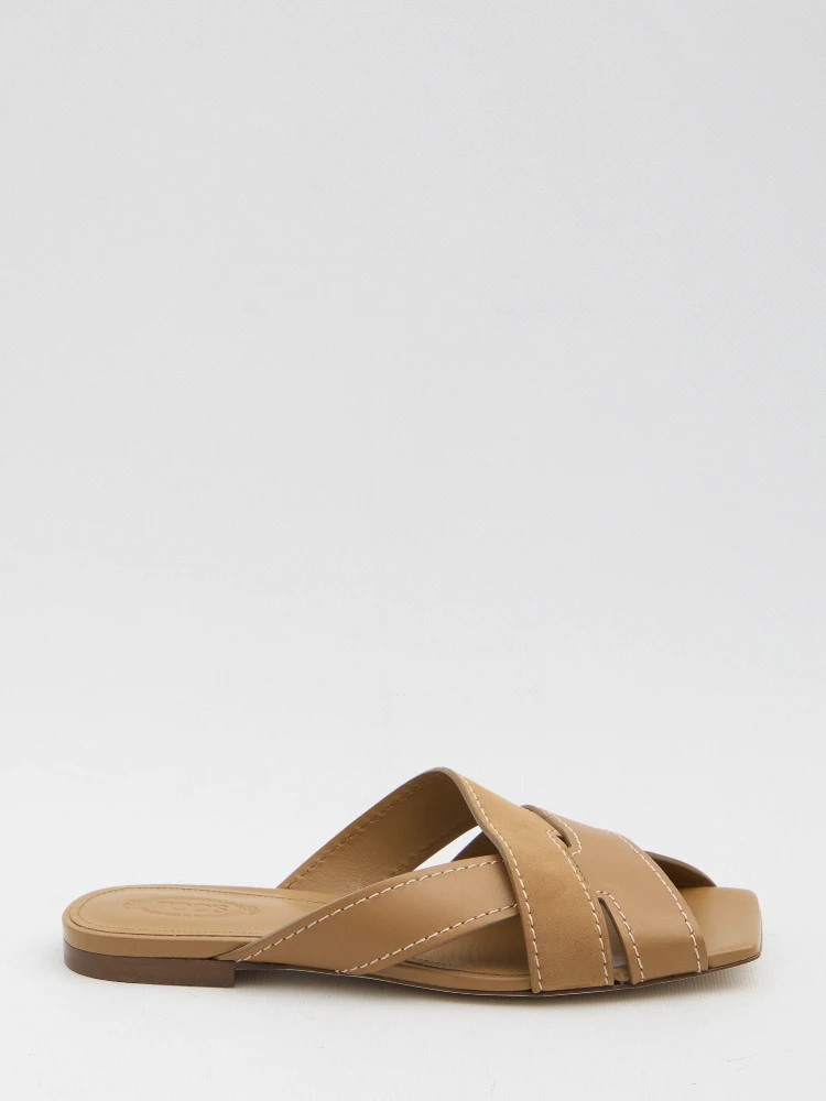Smooth and suede leather slides