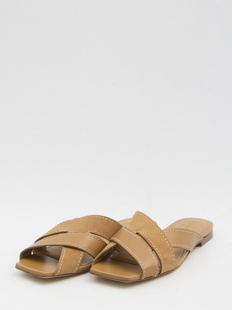 Smooth and suede leather slides alternative