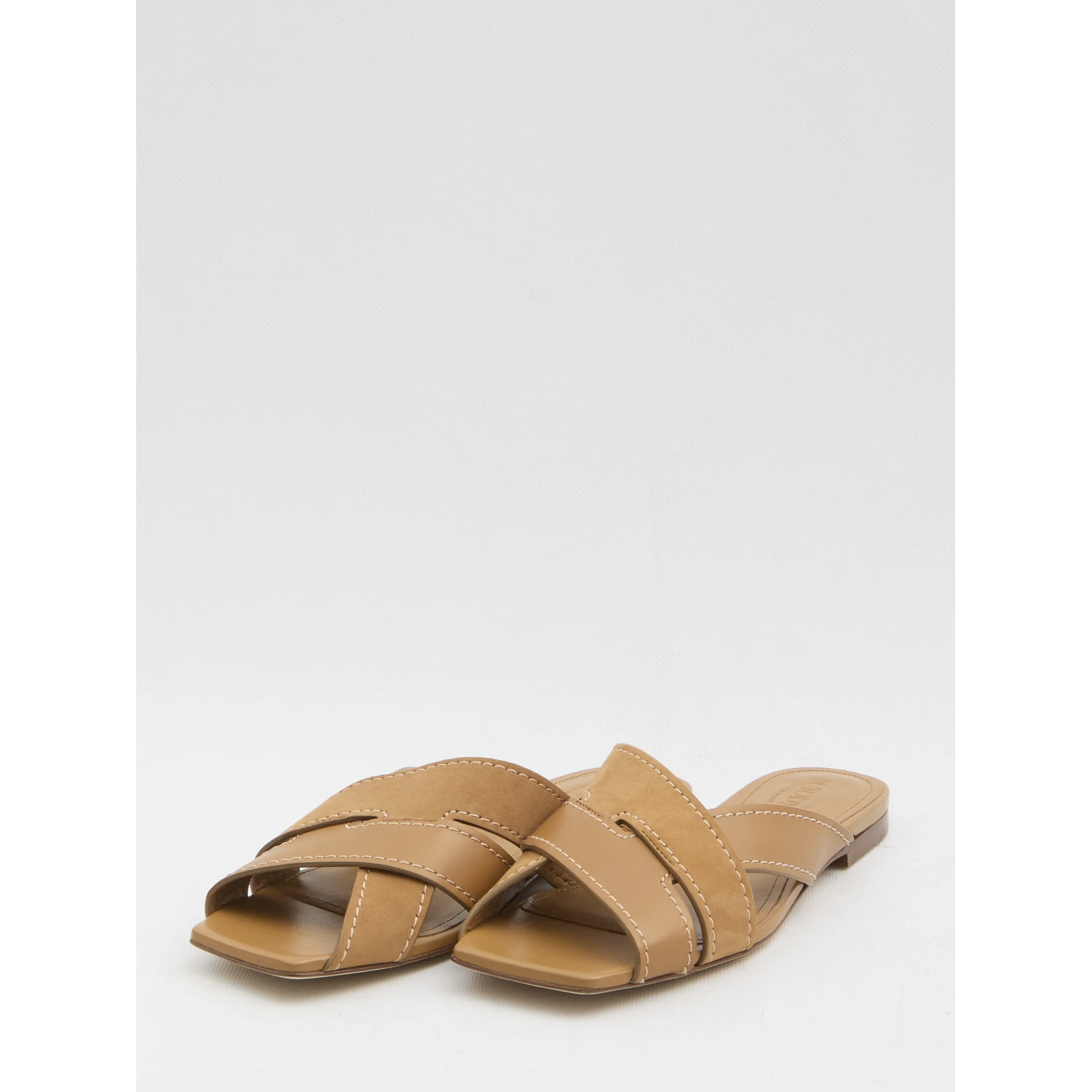 Smooth and suede leather slides
