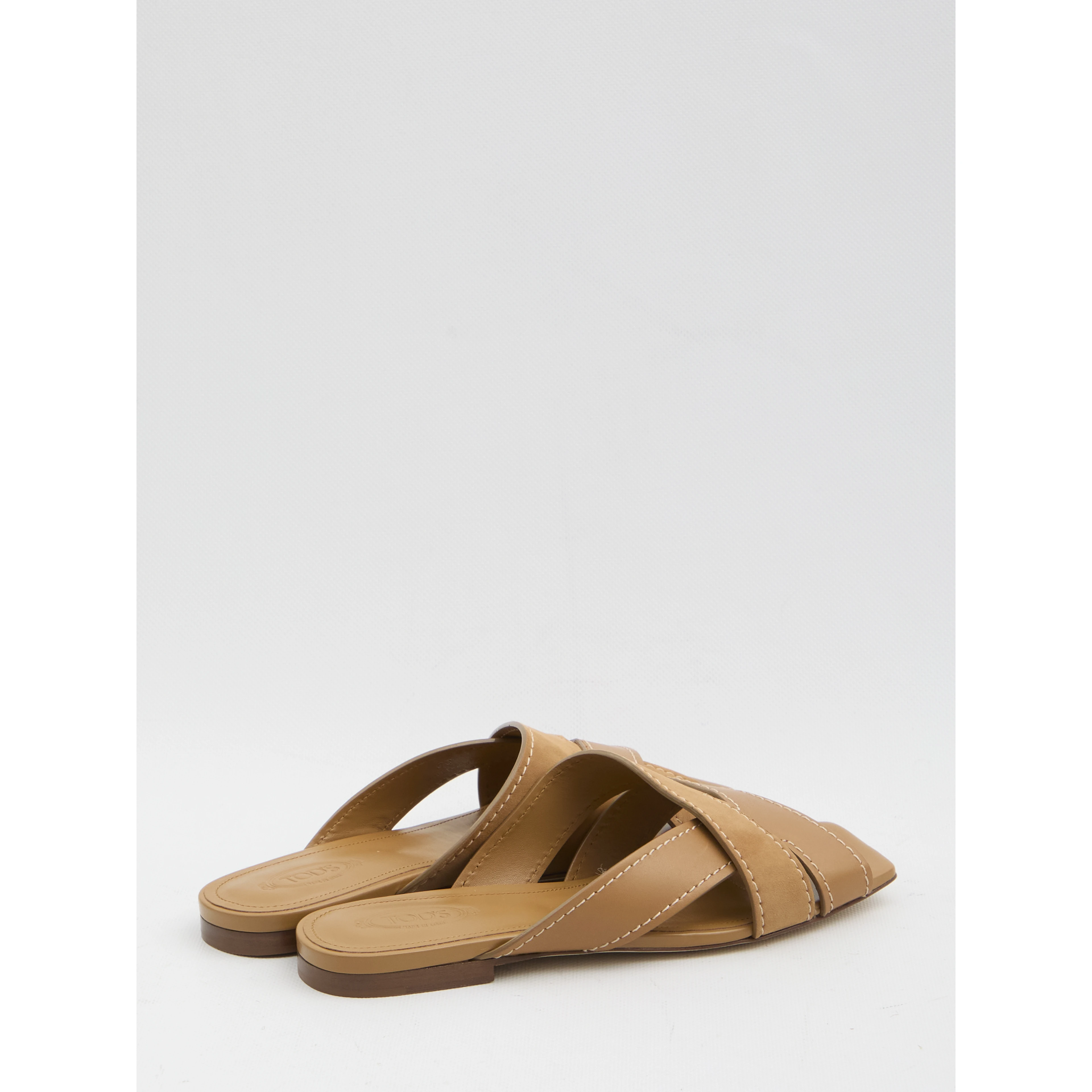 Smooth and suede leather slides