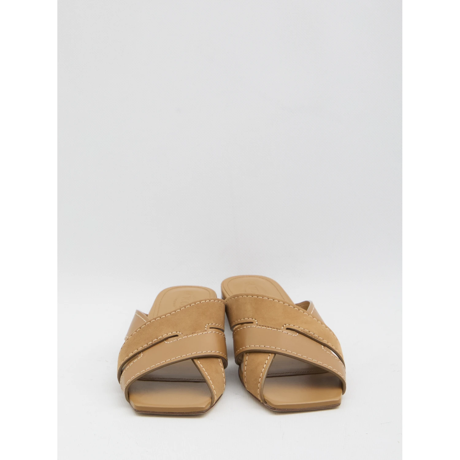 Smooth and suede leather slides