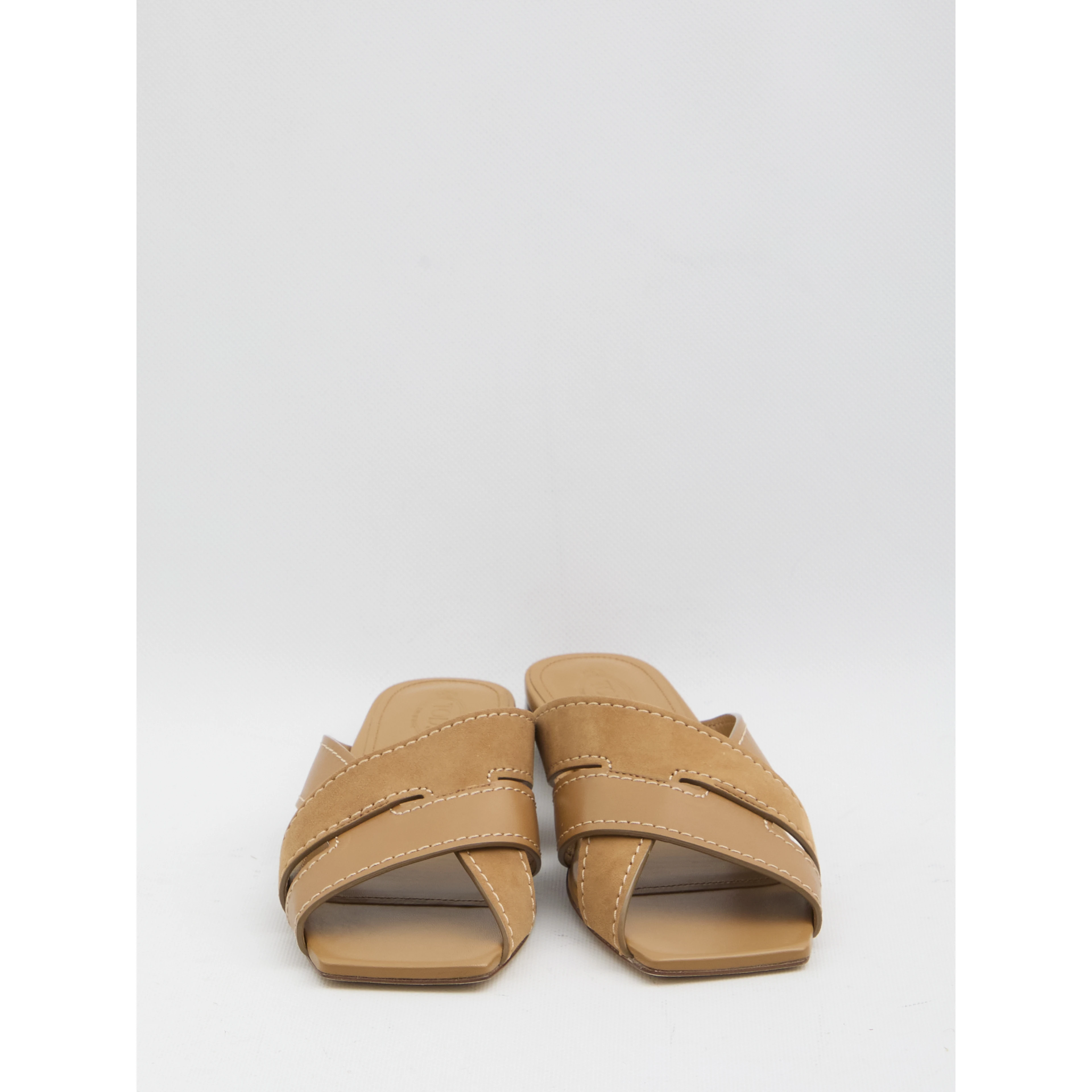 Smooth and suede leather slides