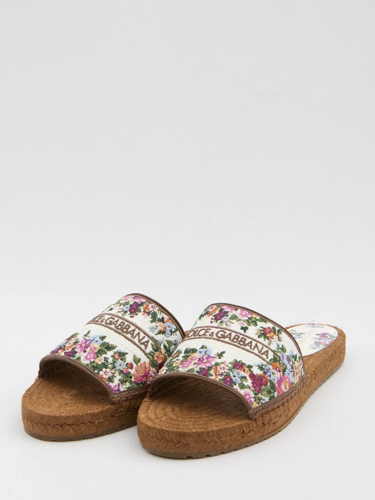 Embroidered floral espadrilla slides alternative