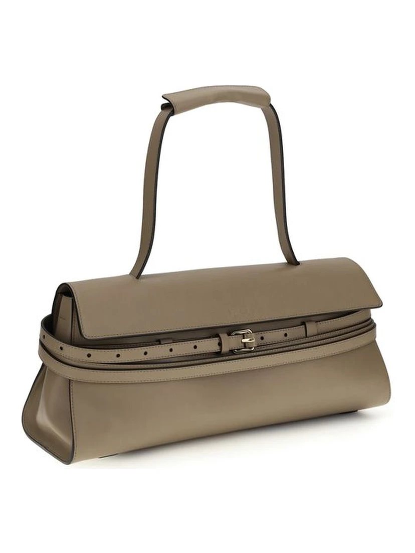 Beige Calf Leather Bos Taurus Handbag