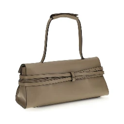 Beige Calf Leather Bos Taurus Handbag