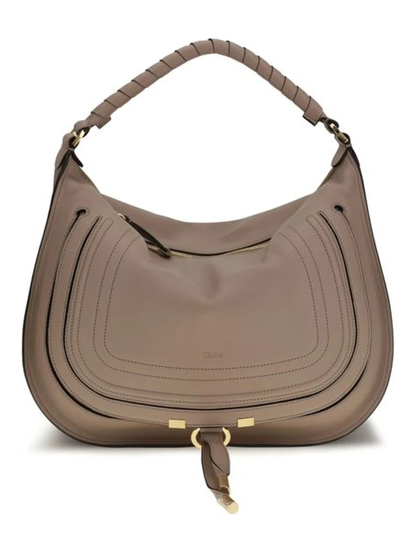 Beige Calf Leather Bos Taurus Shoulder Bag