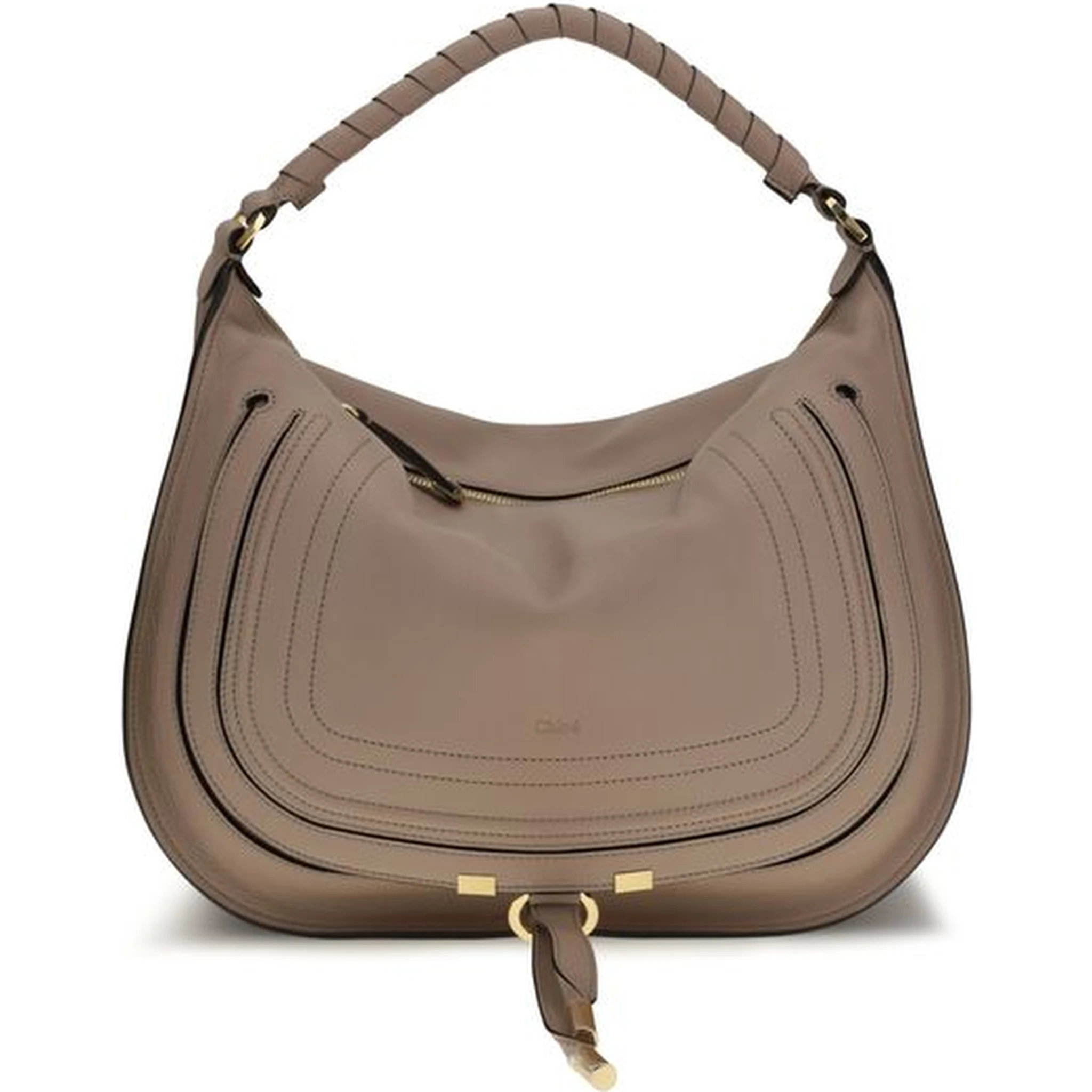 Beige Calf Leather Bos Taurus Shoulder Bag