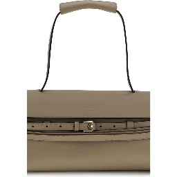 Beige Calf Leather Bos Taurus Handbag