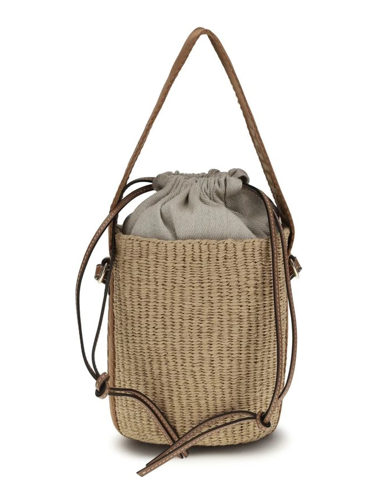 Beige Raffia Backet Bag