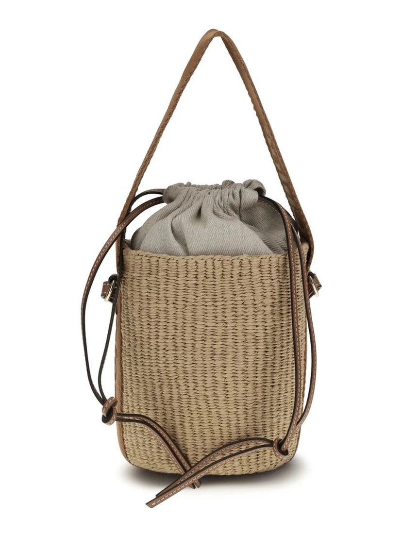 Beige Raffia Backet Bag