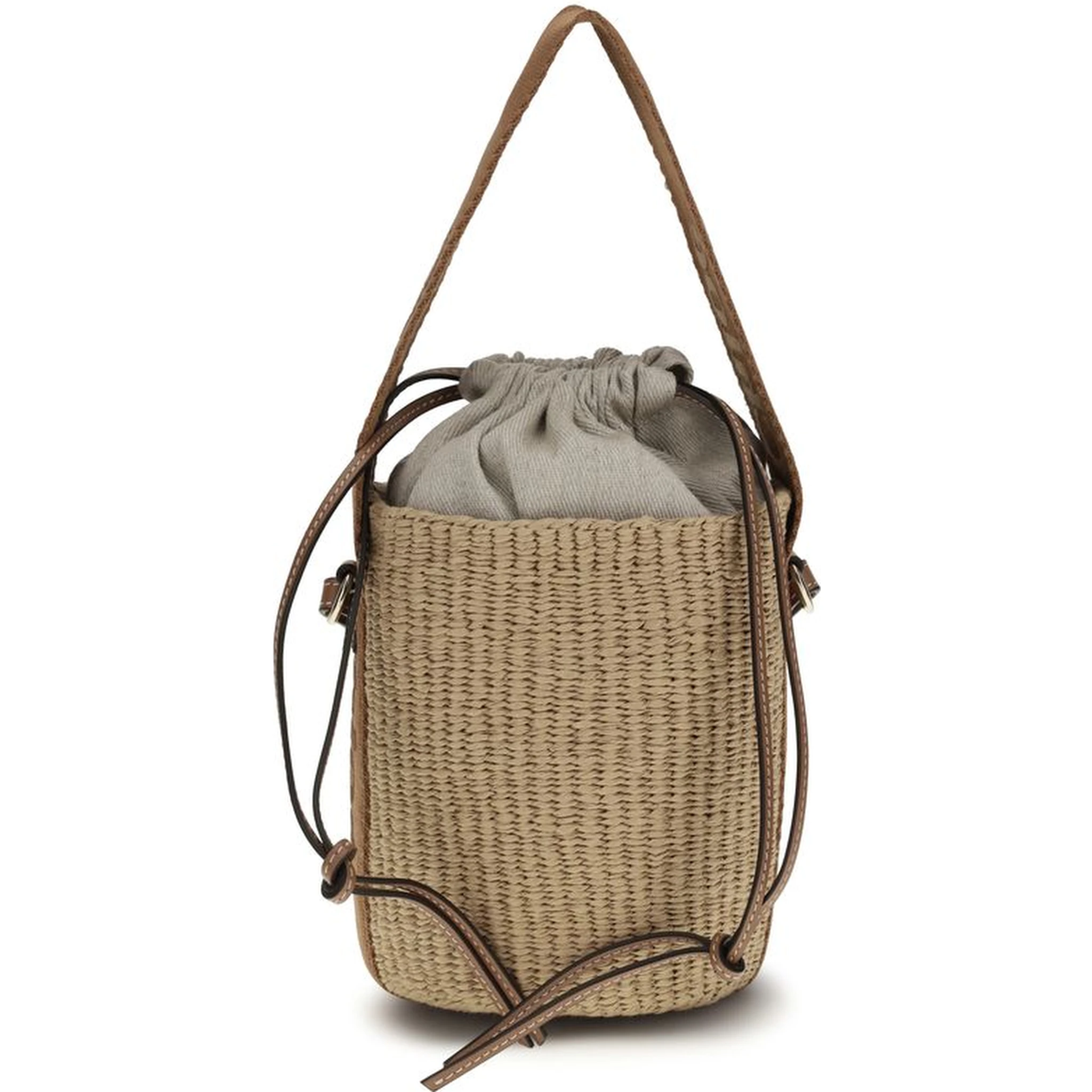 Beige Raffia Backet Bag