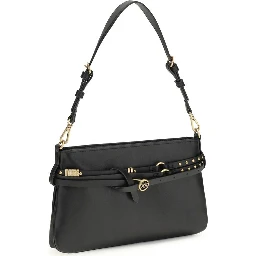 حقيبة كتف بوس توروس من جلد العجل الأسود