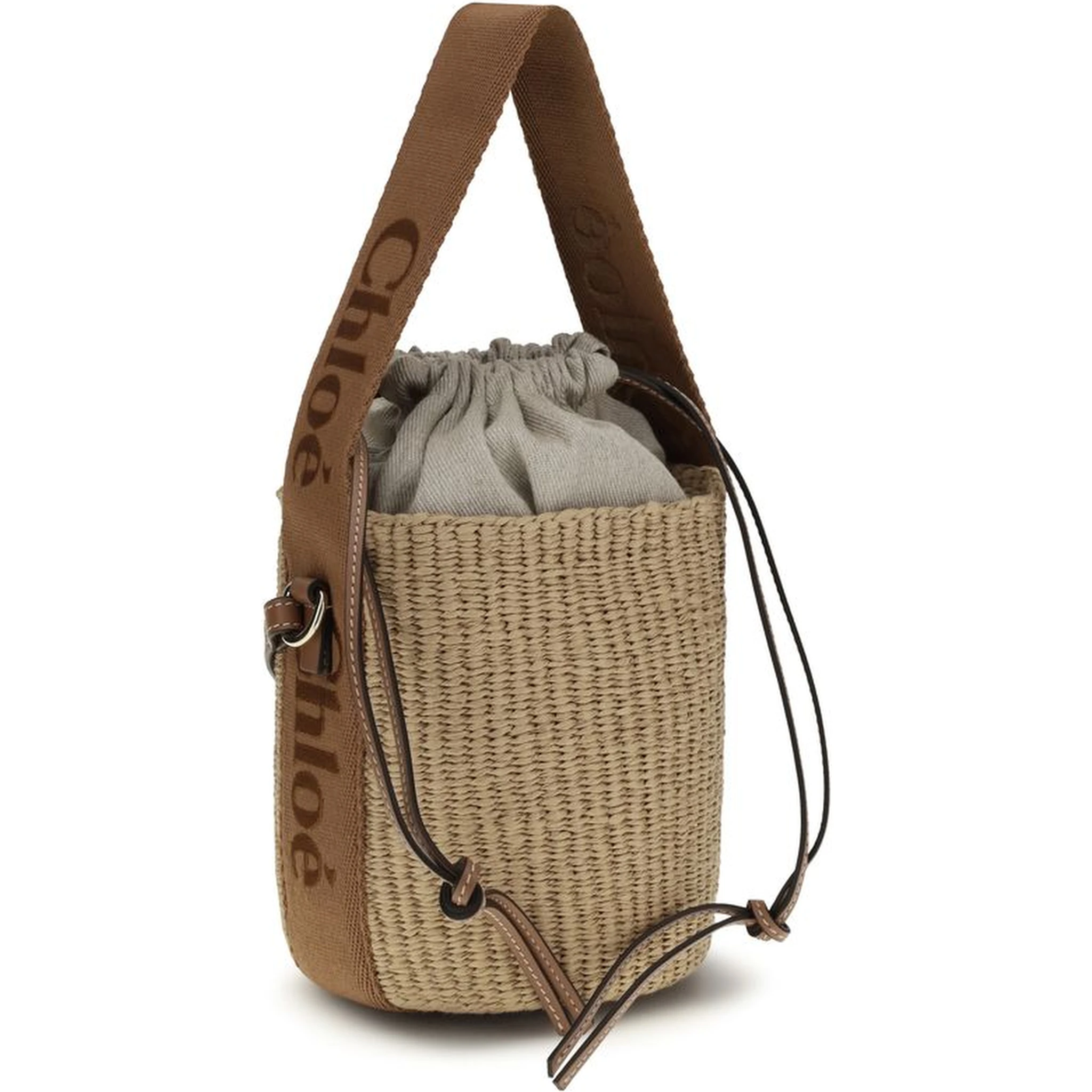 Beige Raffia Backet Bag