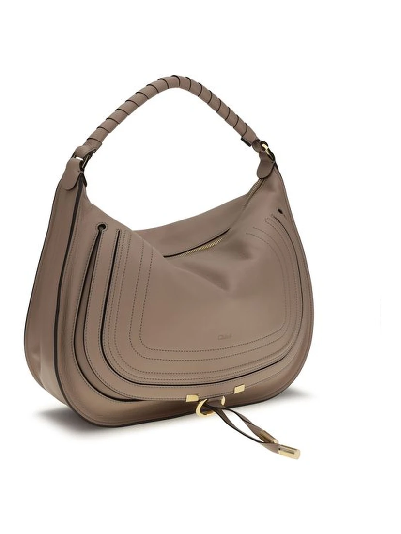 Beige Calf Leather Bos Taurus Shoulder Bag