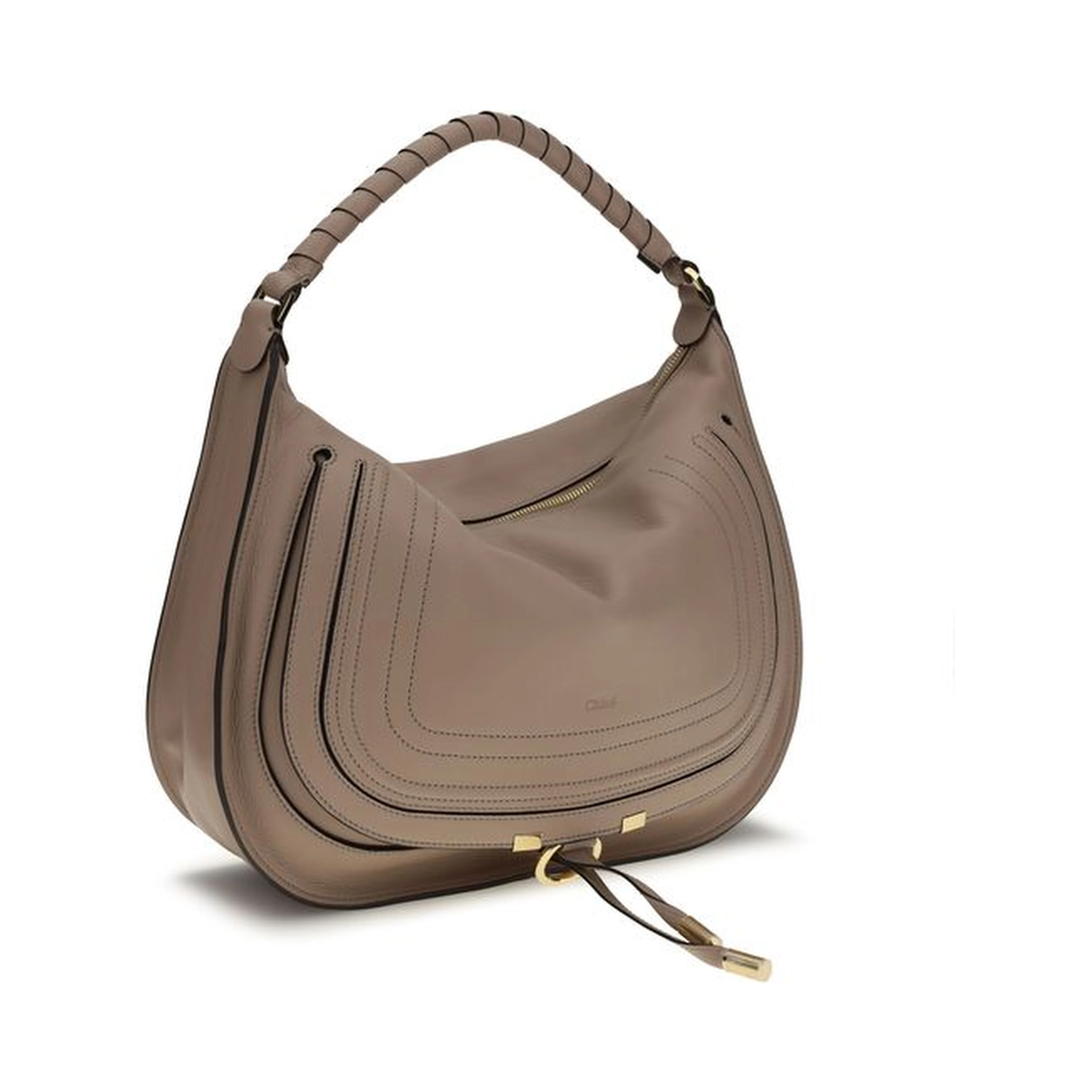 Beige Calf Leather Bos Taurus Shoulder Bag
