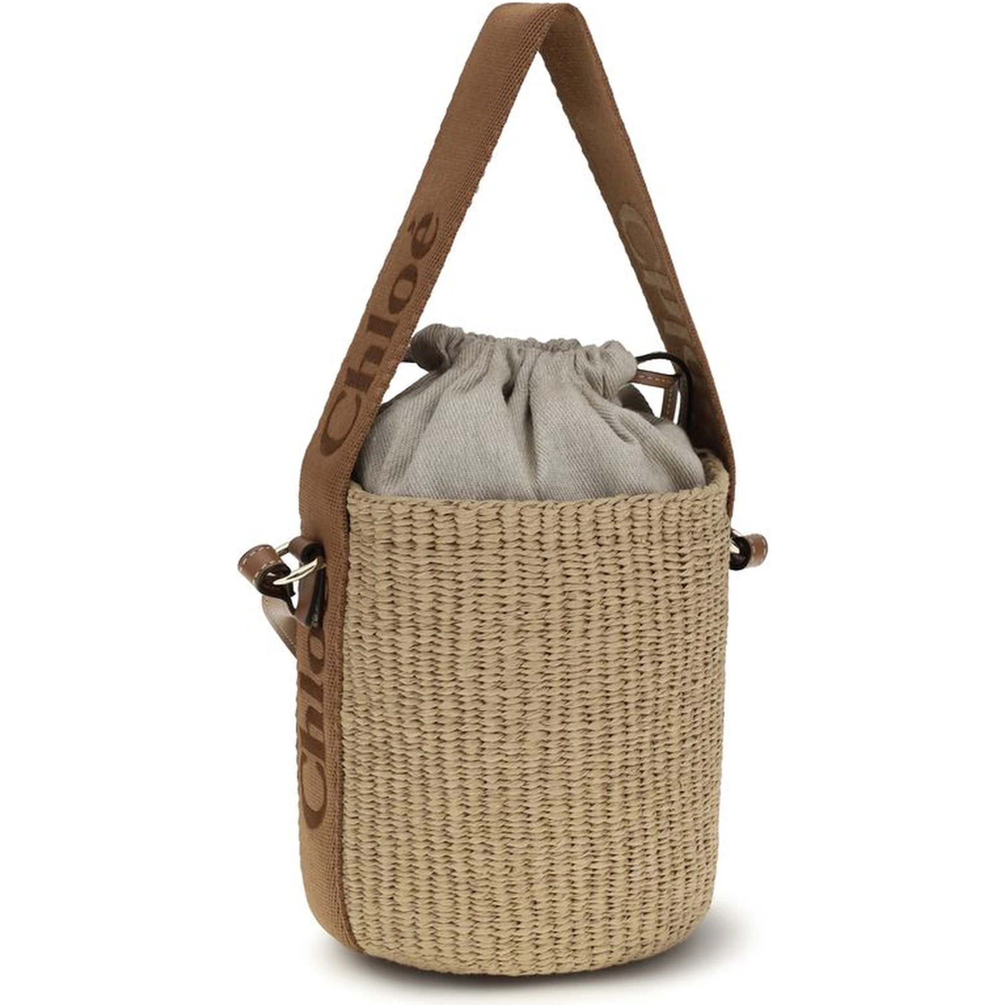 Beige Raffia Backet Bag