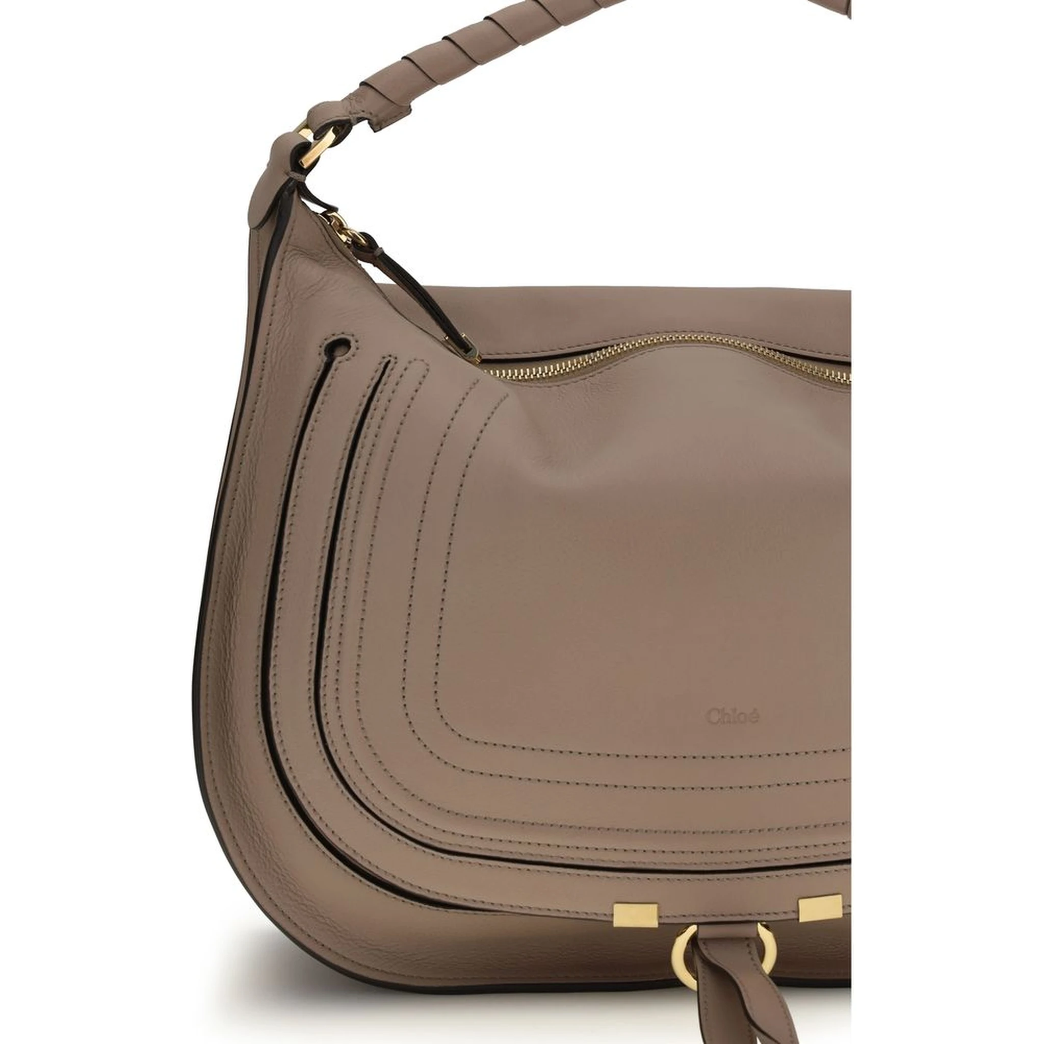 Beige Calf Leather Bos Taurus Shoulder Bag