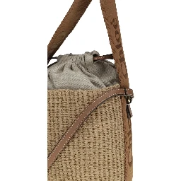 Beige Raffia Backet Bag
