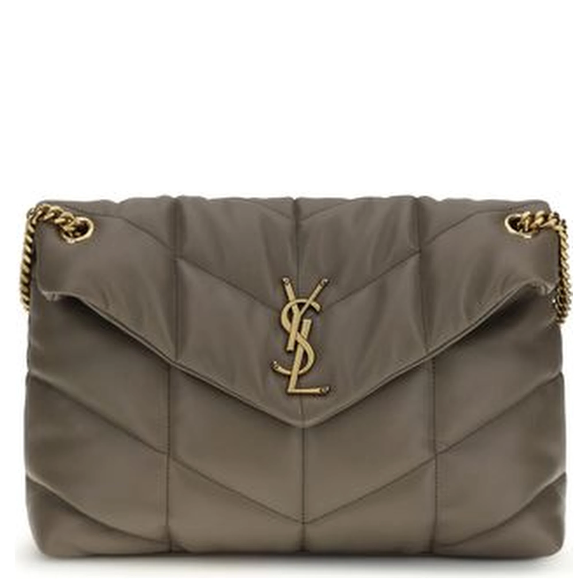 Gray Lamb Leather Shoulder Bag