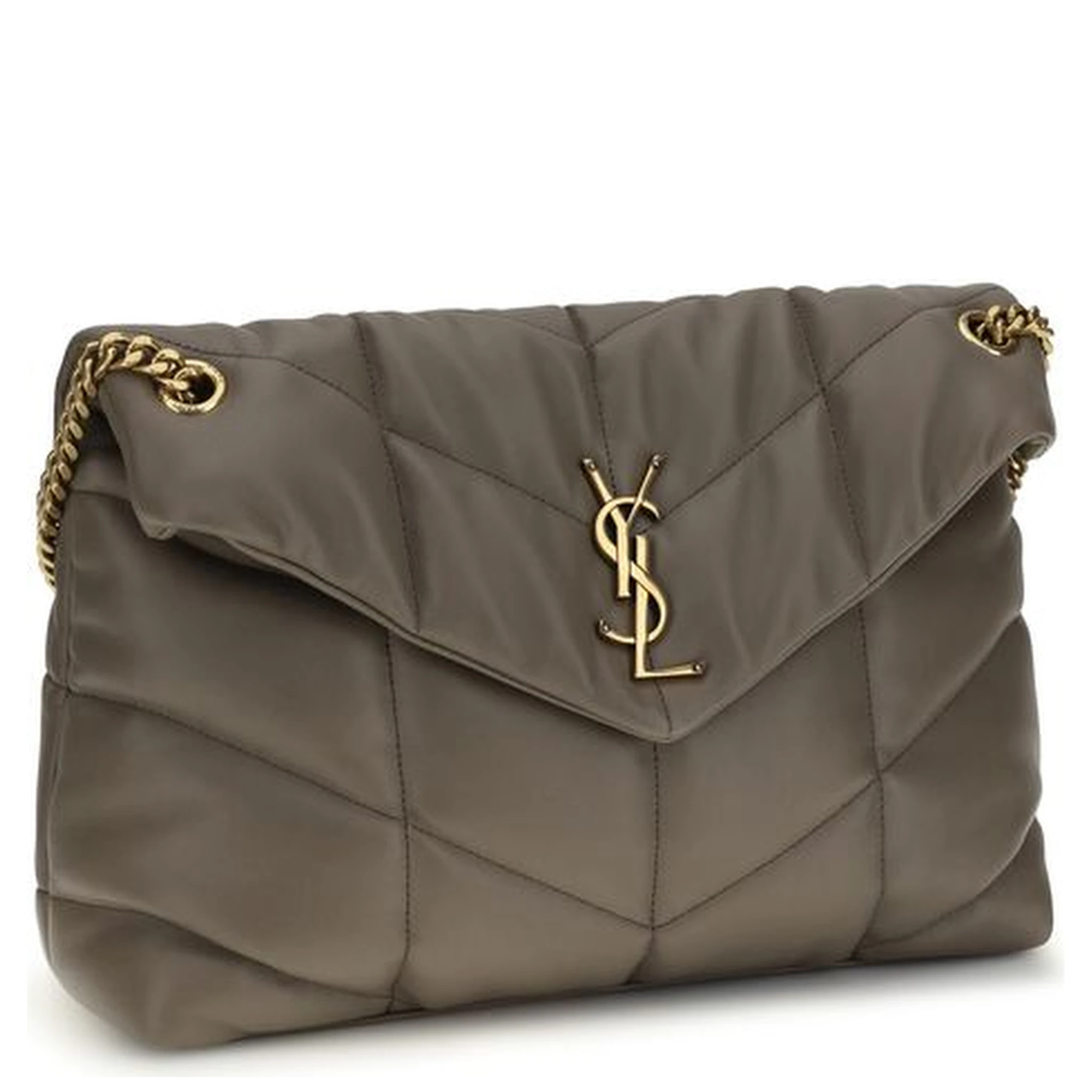 Gray Lamb Leather Shoulder Bag