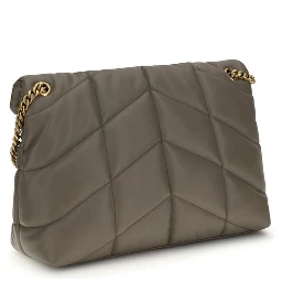 Gray Lamb Leather Shoulder Bag