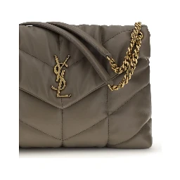 Gray Lamb Leather Shoulder Bag