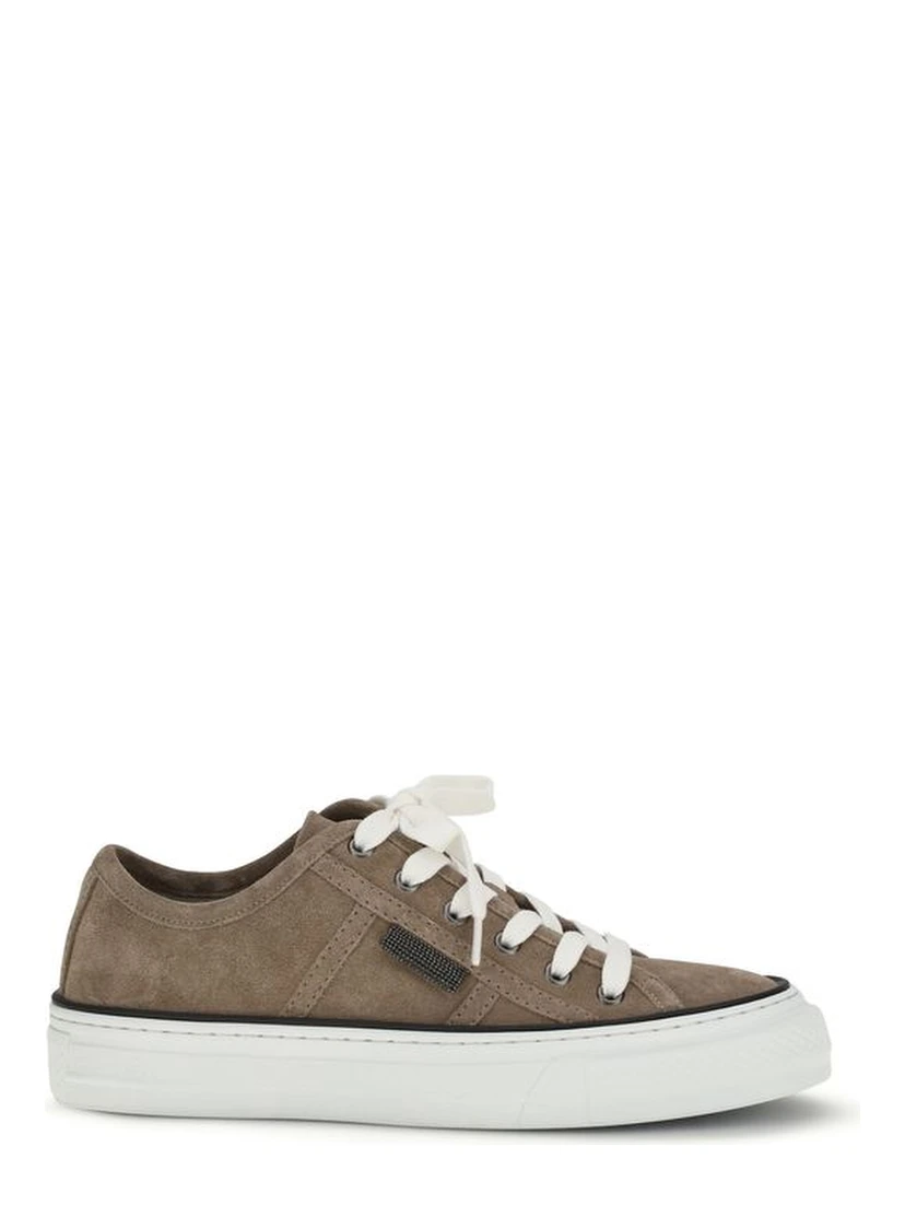 Beige Calf Leather Bos Taurus Low Top Sneakers