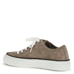 Beige Calf Leather Bos Taurus Low Top Sneakers