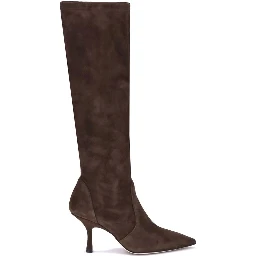 حذاء بوت بكعب عالٍ من جلد العجل البني من ماركة بوس توروس