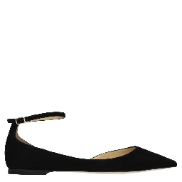 حذاء باليه مسطح من الجلد الأسود