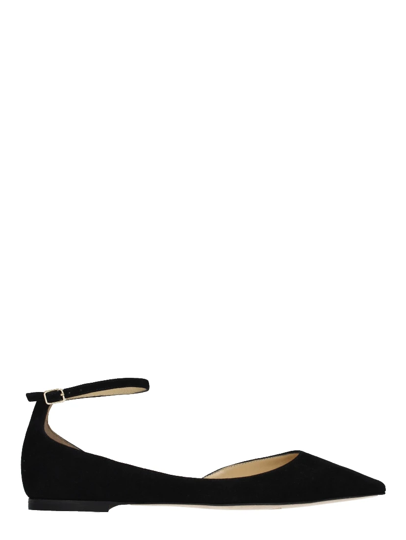 حذاء باليه مسطح من الجلد الأسود