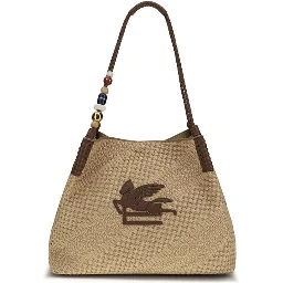 Beige Raffia Shoulder Bag