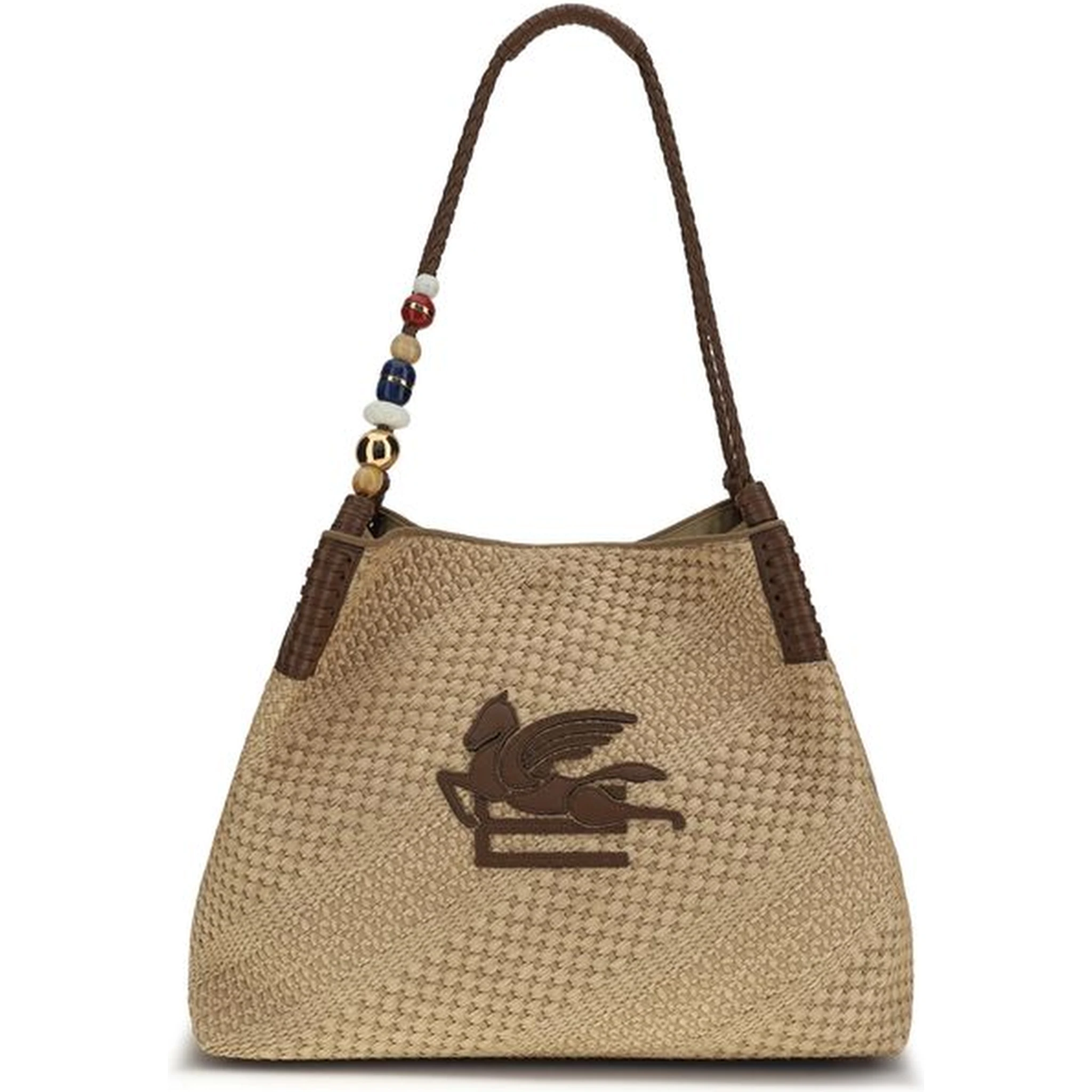 Beige Raffia Shoulder Bag