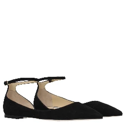 حذاء باليه مسطح من الجلد الأسود