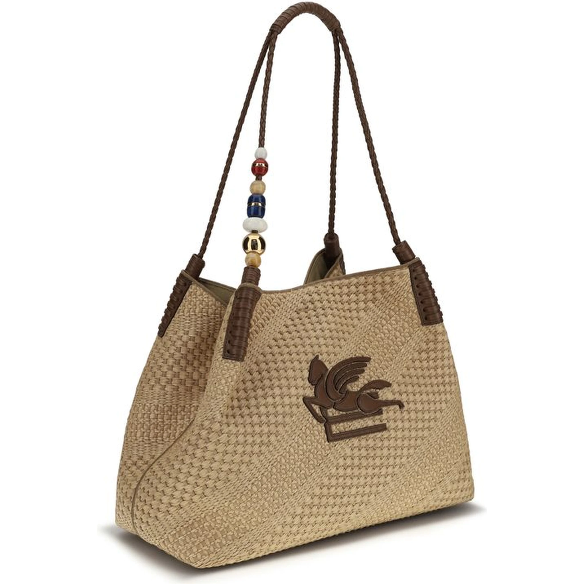 Beige Raffia Shoulder Bag
