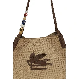 Beige Raffia Shoulder Bag