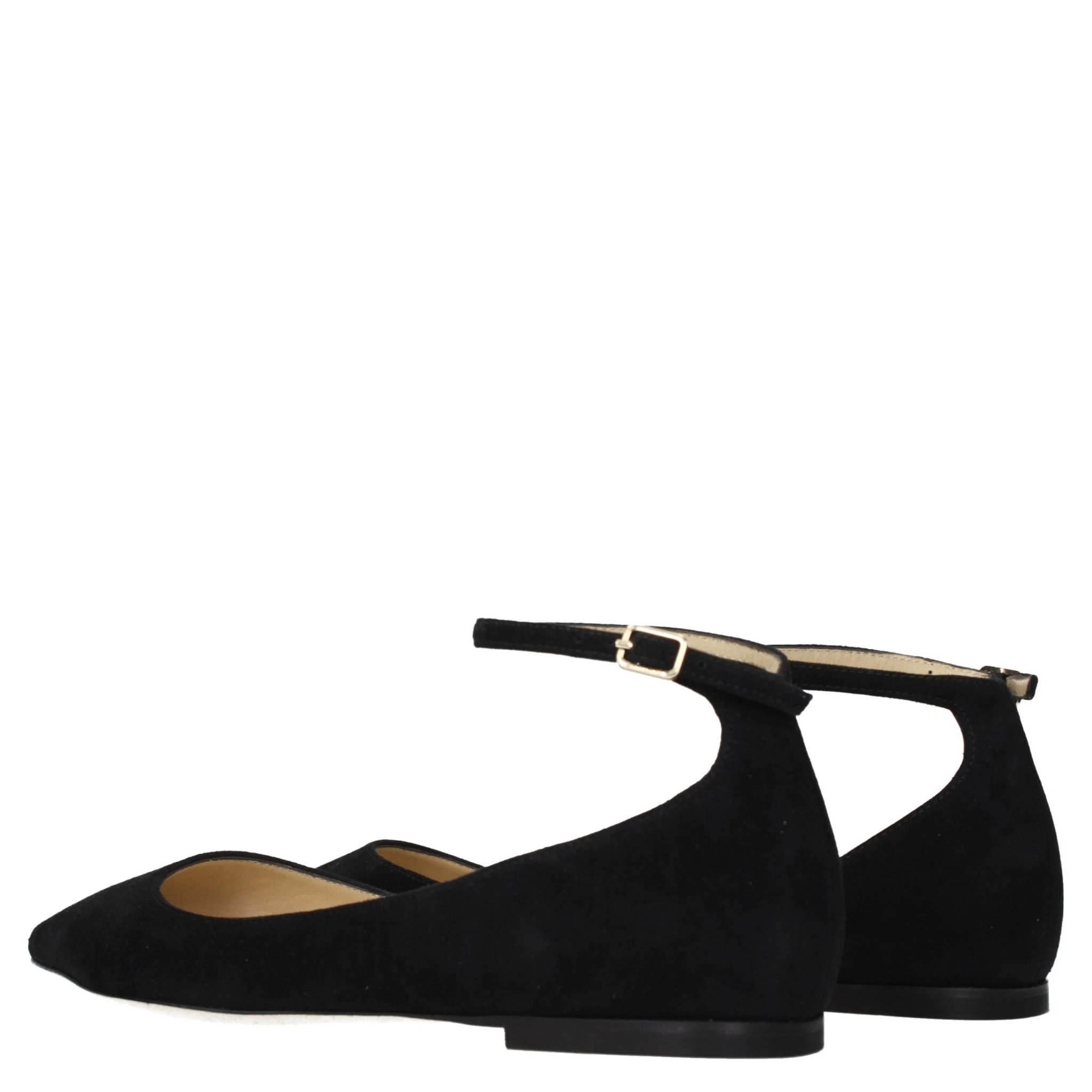 حذاء باليه مسطح من الجلد الأسود