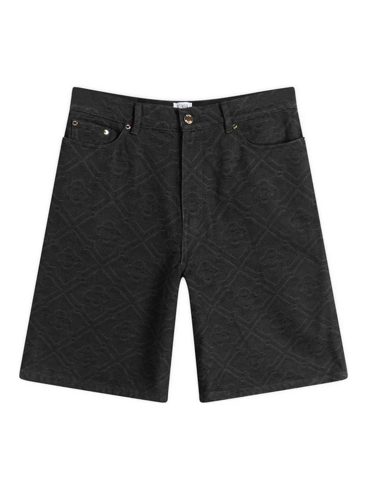 Laser monogram denim shorts