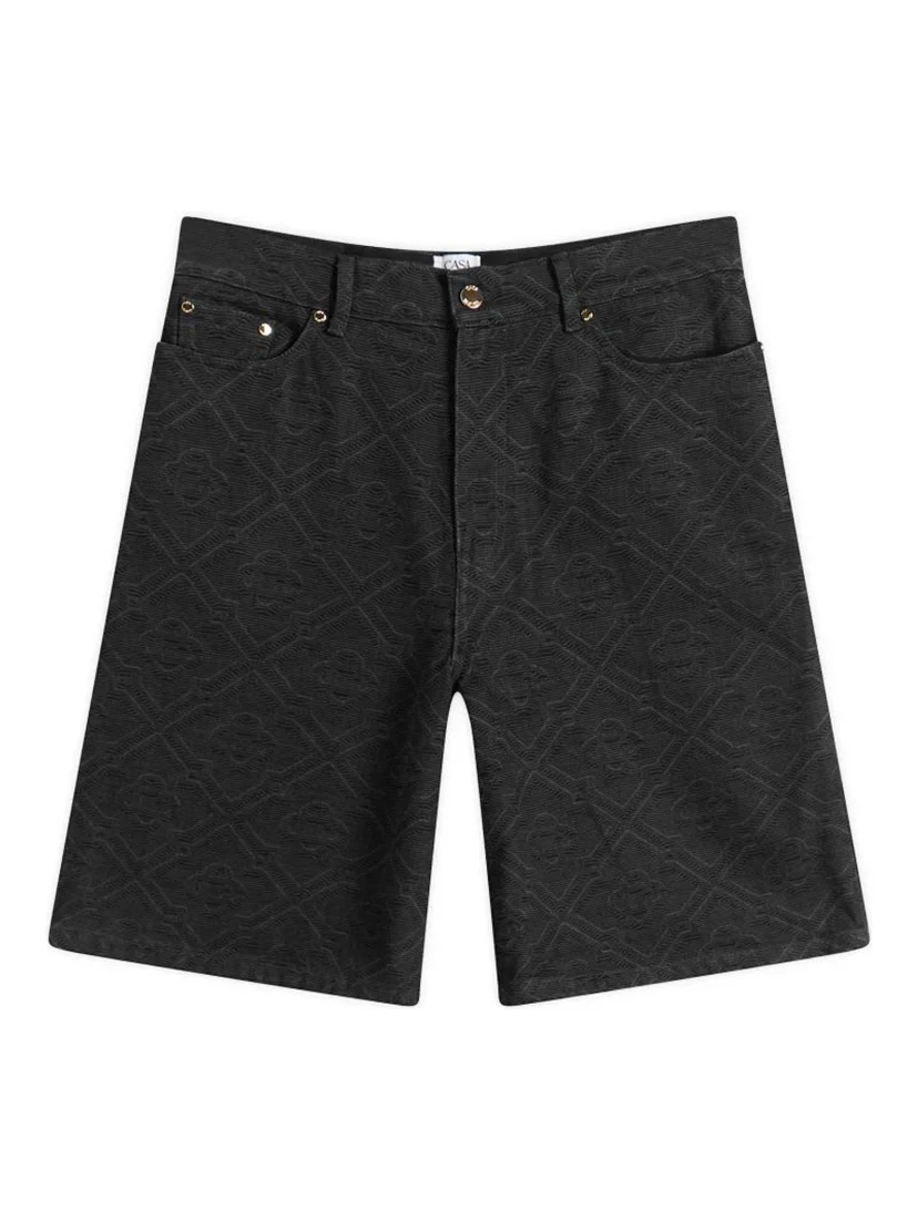Laser monogram denim shorts
