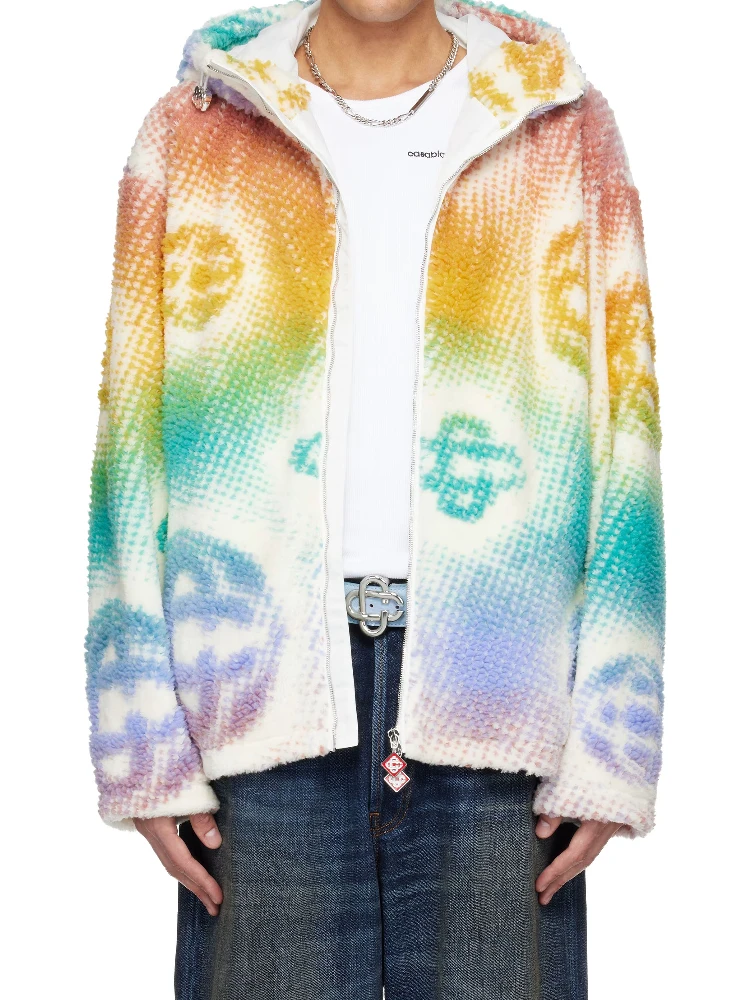 Halftone monogram fleece jacket