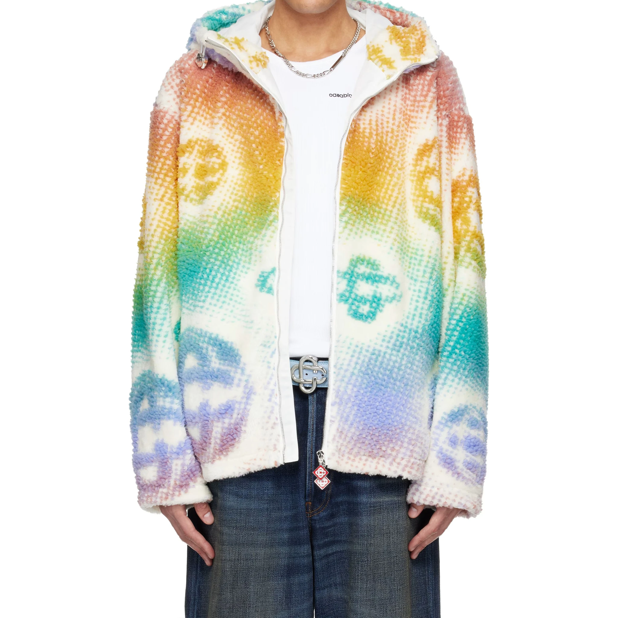 Halftone monogram fleece jacket