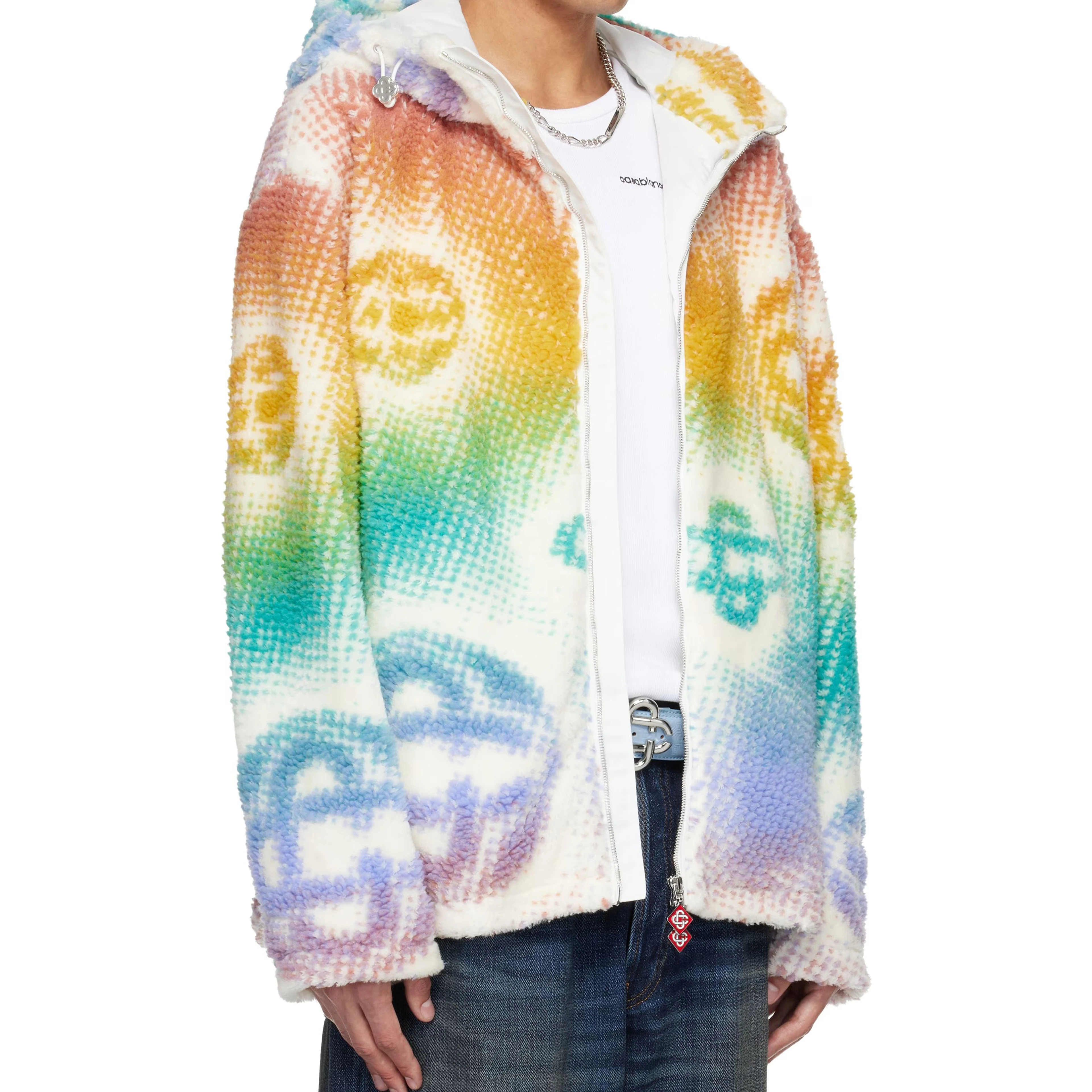 Halftone monogram fleece jacket