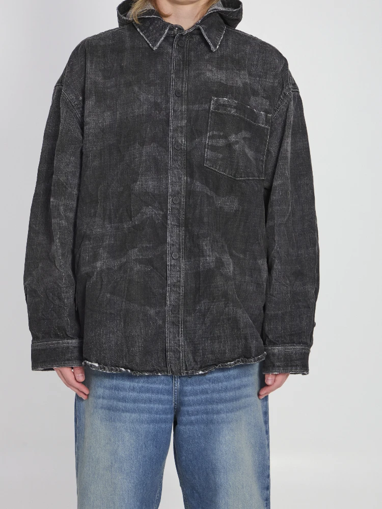 Hooded denim parka