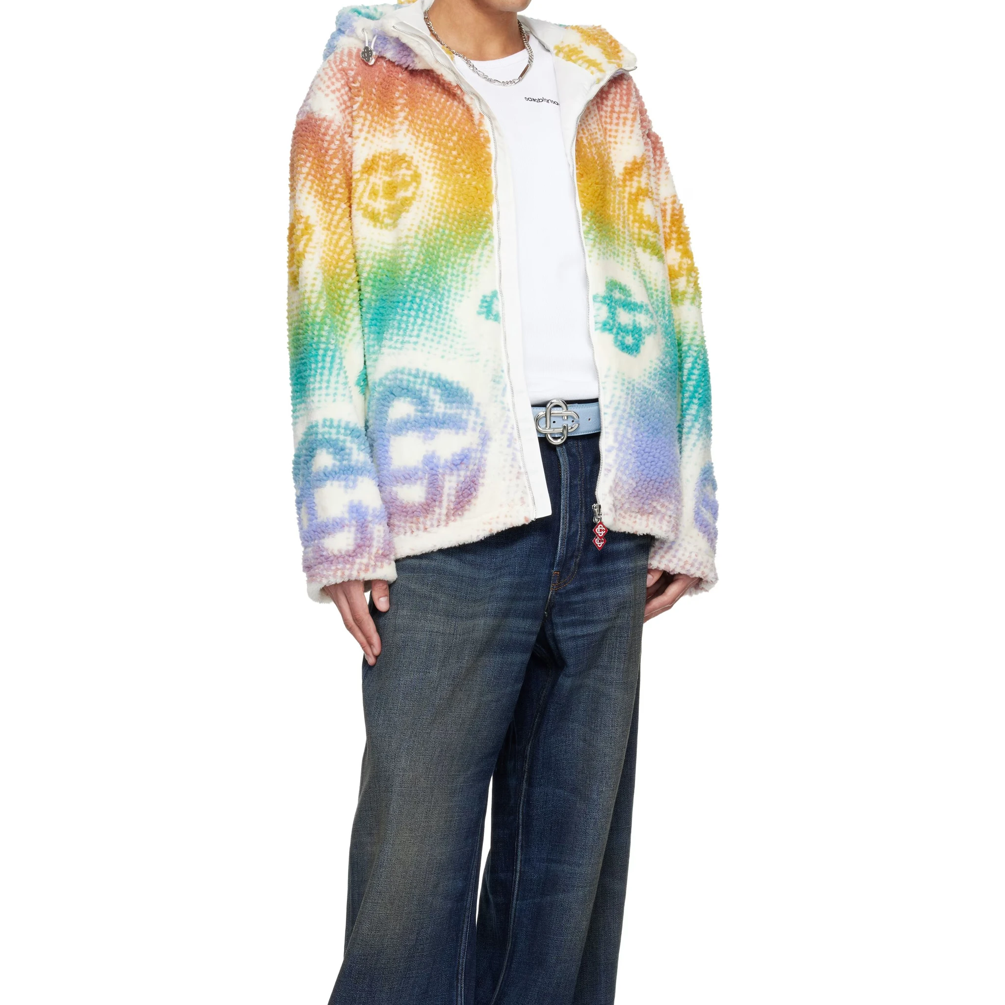 Halftone monogram fleece jacket