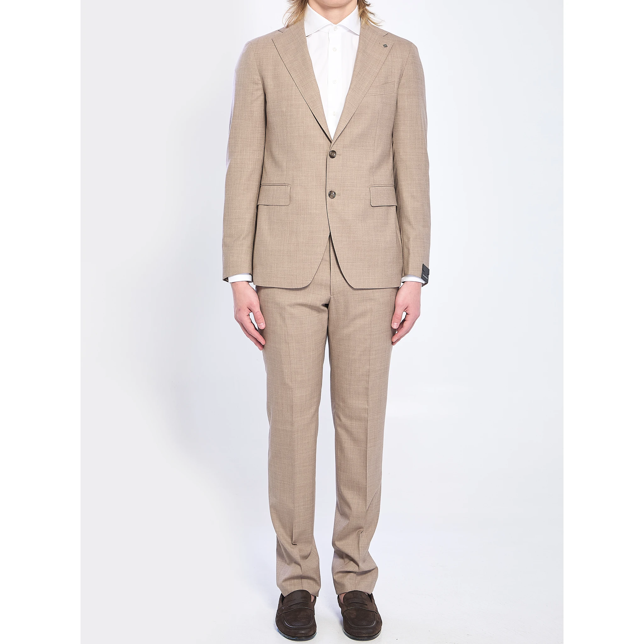 Single-breasted suit in virgin wool and silk