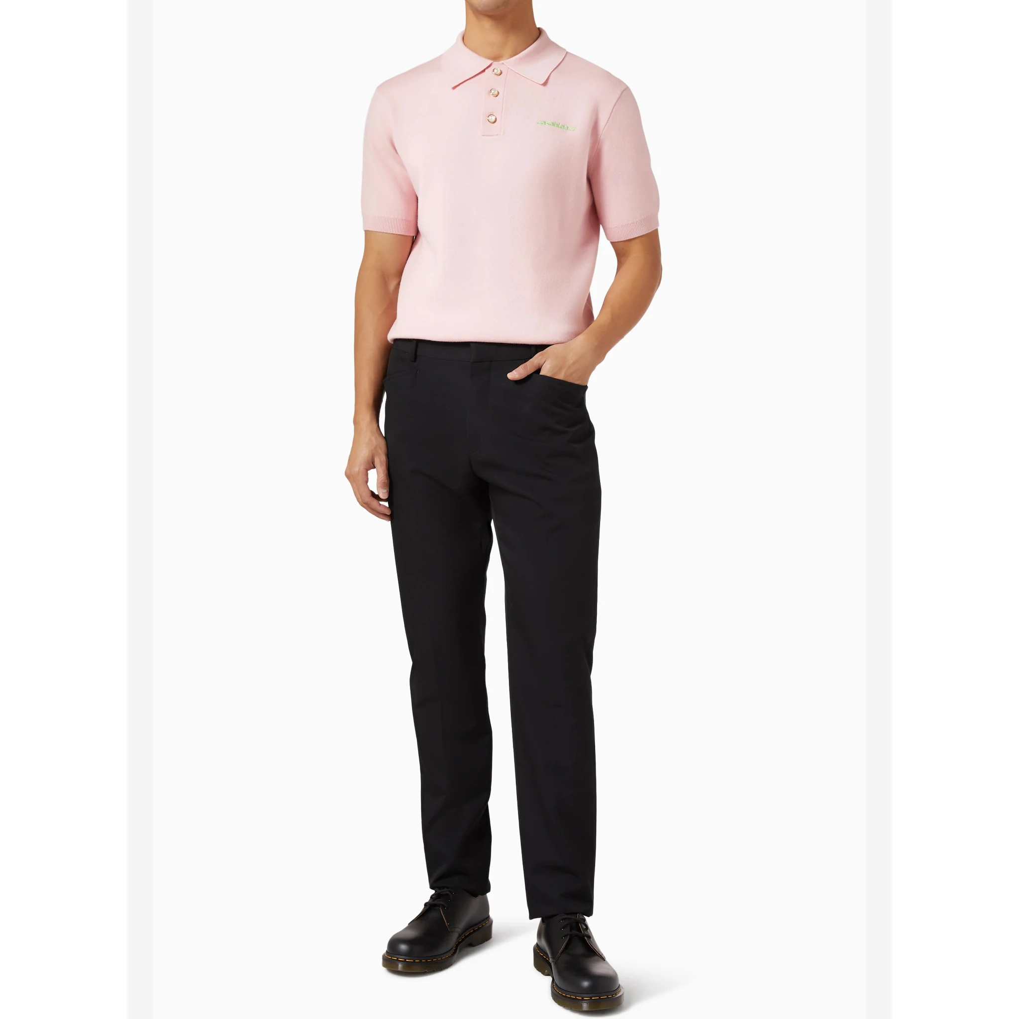 Wool-blend polo shirt