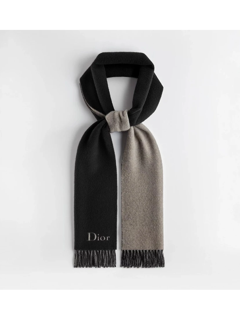 Wool and cashmere double-face scarf