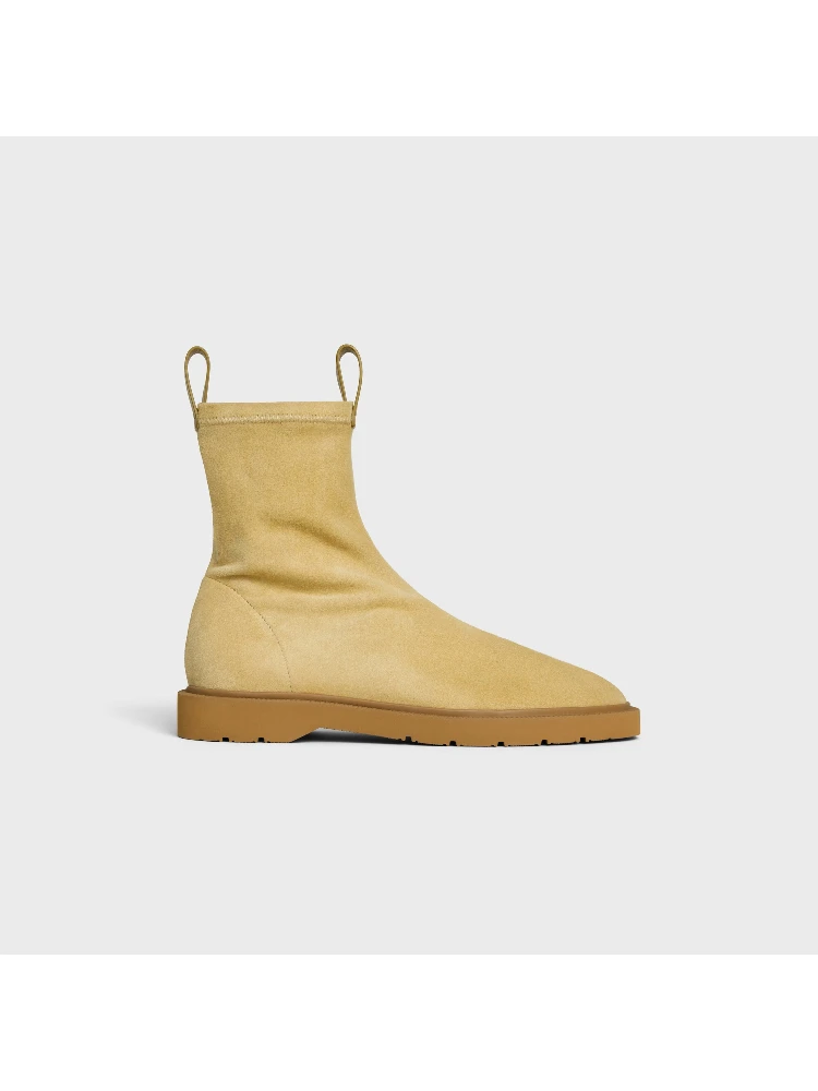Suede stretch leather ankle boots