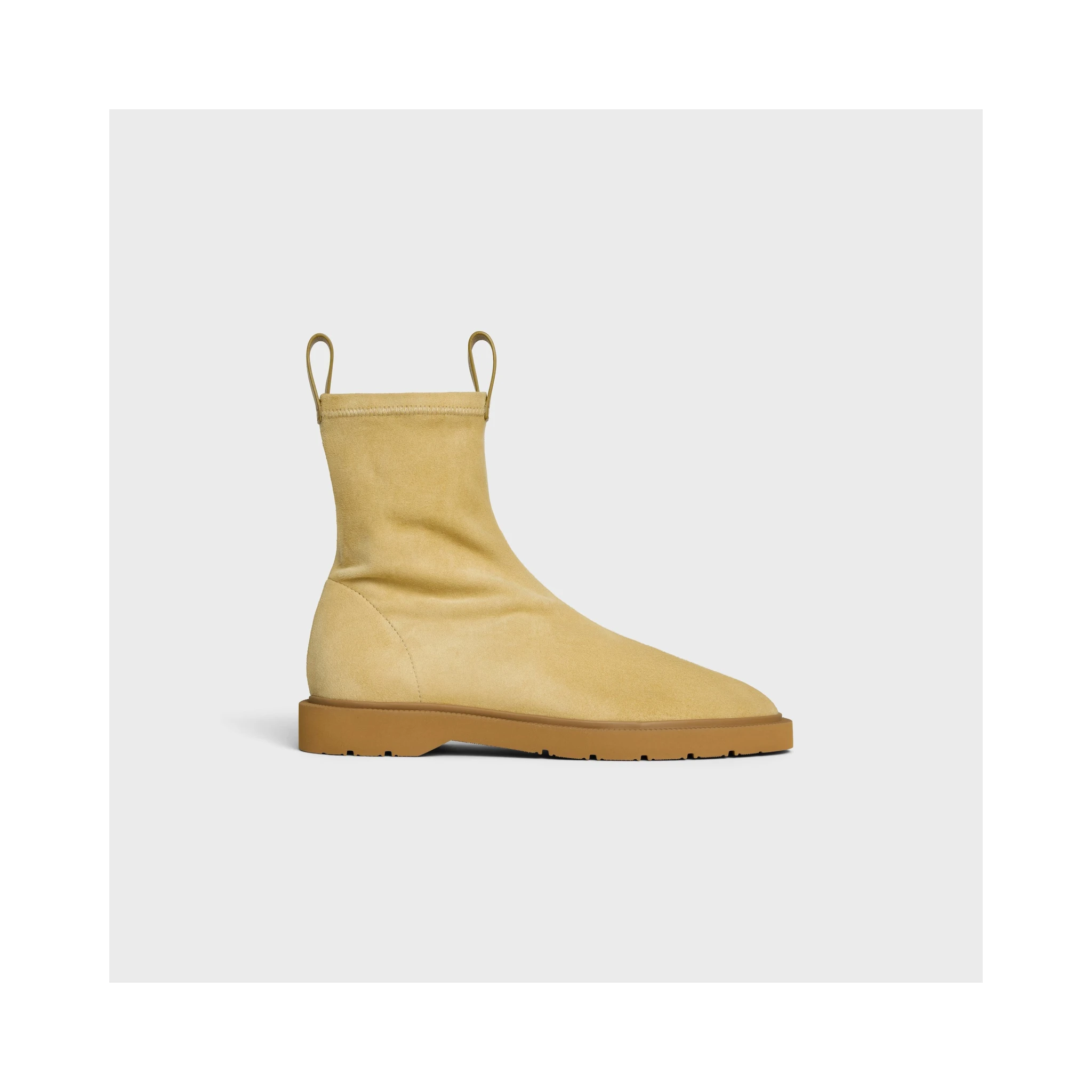 Suede stretch leather ankle boots